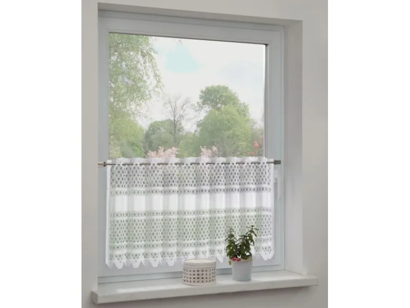 Sehlbach Vitrinen^Bistrogardine mit Stangendurchzug Klassik 140 cm x 60 cm Weiß