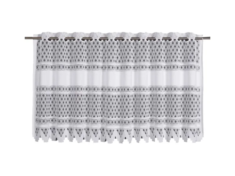 Sehlbach Vitrinen^Bistrogardine mit Stangendurchzug Klassik 140 cm x 60 cm Weiß