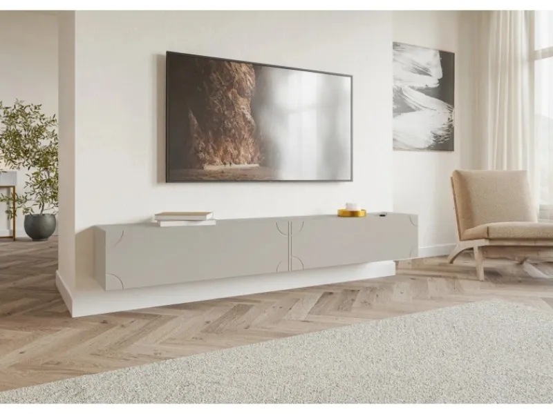 Selsey TV-Hängeboard Bisira mit Gravur 200 cm Kaschmirgrau