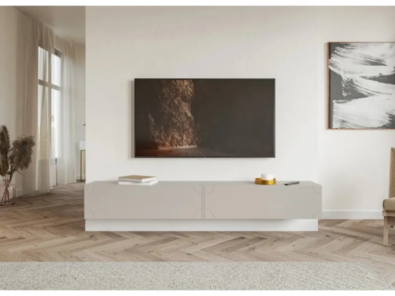 Selsey TV-Hängeboard Bisira mit Gravur 200 cm Kaschmirgrau