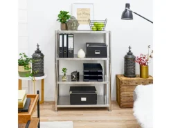 shelfr Edelstahl Schwerlastregal bis 150 kg auf 4 Ebenen 74 x 41 x 109 cm