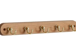 Siro Garderoben^Schlüsselleiste 749 Metall Eiche Messing Länge 300 mm 5 Haken FSC®