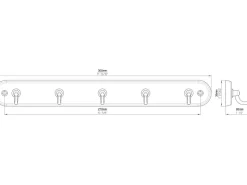 Siro Garderoben^Schlüsselleiste 749 Metall Eiche Messing Länge 300 mm 5 Haken FSC®