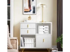 SoBuy Aktenschrank Druckertisch mit 3 Schubladen Sideboard für Büro Weiß ASK11-W