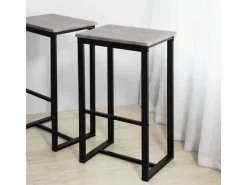 SoBuy Hocker^Bartisch Set 5-teilig Essgruppe Esstisch mit 4 Hockern Grau-Schwarz OGT15-HG