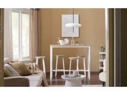 SoBuy Hocker^Bartisch Set 5-teilig Essgruppe Esstisch mit 4 Hockern Weiß-Natur OGT22-WN