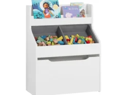 SoBuy Aufbewahrung|Regal Weiß^Bücherregal für Kinder Kinderregal mit 2 Boxen Aufbewahrungsregal KMB71-W