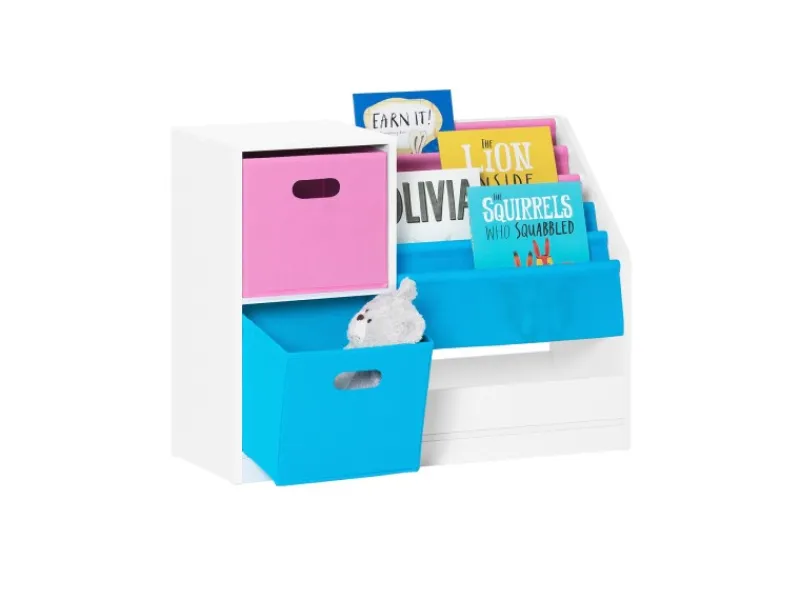 SoBuy Bücherregal Kinderregal mit Boxen Aufbewahrungsregal Weiß KMB76-F