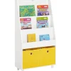 SoBuy Aufbewahrung|Regal Weiß^Bücherregal Kinderregal mit 2 Boxen Aufbewahrungsregal Weiß KMB69-W