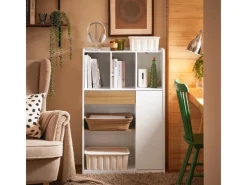 SoBuy Bücherregale^Bücherregal mit Schublade und Tür Aufbewahrungsregal mit Fächern STR11-WN