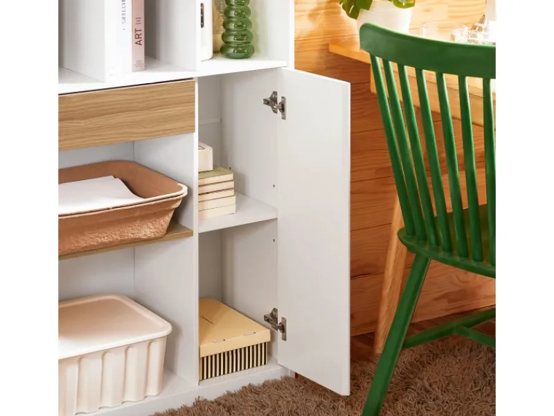 SoBuy Bücherregale^Bücherregal mit Schublade und Tür Aufbewahrungsregal mit Fächern STR11-WN