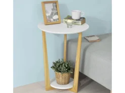 SoBuy Beistelltisch mit 2 Ablagen Couchtisch Balkontisch FBT52-WN