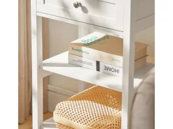 SoBuy Beistelltisch Nachttisch mit Schublade und 2 Ablagen 45x68x30cm Weiß FBT46-W