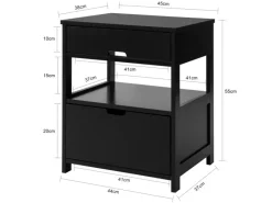 SoBuy Beistelltisch Nachttisch Nachtschrank mit 2 Schubladen Schwarz FRG258-SCH