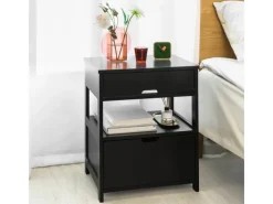SoBuy Beistelltisch Nachttisch Nachtschrank mit 2 Schubladen Schwarz FRG258-SCH