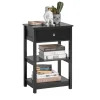 SoBuy Sofas^Beistelltisch Nachttisch mit Schublade und 2 Ablagen 45x68x30cm Schwarz FBT46-SCH