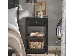 SoBuy Sofas^Beistelltisch Nachttisch mit Schublade und 2 Ablagen 45x68x30cm Schwarz FBT46-SCH