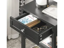 SoBuy Sofas^Beistelltisch Nachttisch mit Schublade und 2 Ablagen 45x68x30cm Schwarz FBT46-SCH