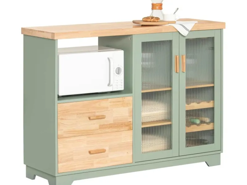 SoBuy Buffet Sideboard Küchenschrank Kommode Mikrowellenschrank FSB81-GR