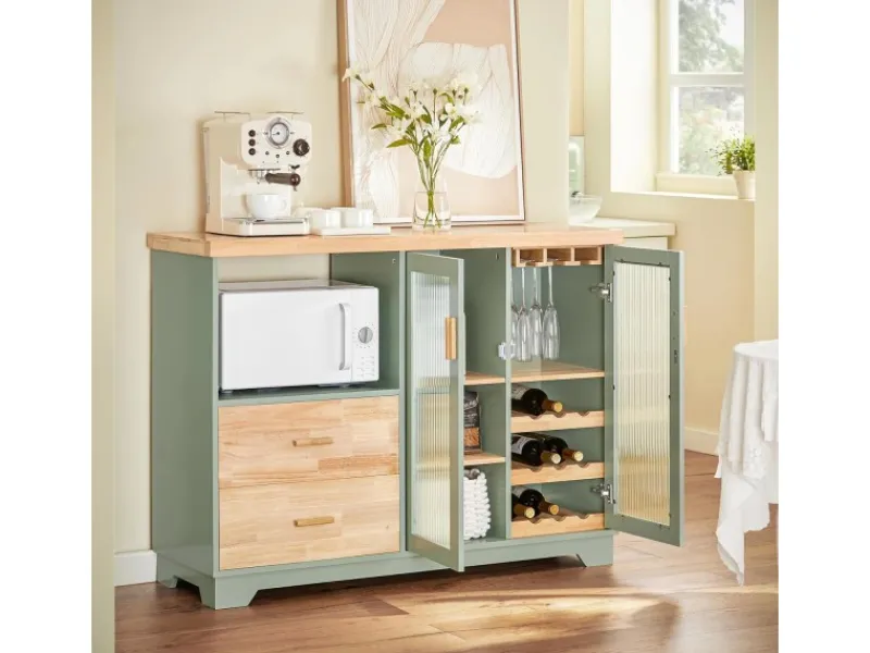 SoBuy Buffet Sideboard Küchenschrank Kommode Mikrowellenschrank FSB81-GR