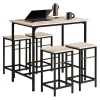SoBuy Stühle^Essgruppe Esstisch Set 5-teilig Bartisch mit 4 Hockern Natur-Schwarz OGT11-N