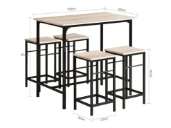 SoBuy Stühle^Essgruppe Esstisch Set 5-teilig Bartisch mit 4 Hockern Natur-Schwarz OGT11-N