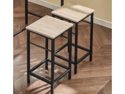 SoBuy Stühle^Essgruppe Esstisch Set 5-teilig Bartisch mit 4 Hockern Natur-Schwarz OGT11-N