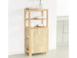 SoBuy Esstisch mit Regalen Klapptisch Schreibtisch 98x126x60cm Natur FWT70-N