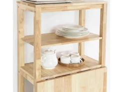 SoBuy Esstisch mit Regalen Klapptisch Schreibtisch 98x126x60cm Natur FWT70-N