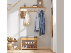 SoBuy Flurgarderobe Wandgarderobe Handtuchhalter aus Bambus FHK06-N