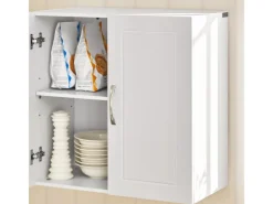 SoBuy Hängeschrank Badezimmerschrank mit Verstellbarem Regal 60x60x30cm Weiß FRG231-W