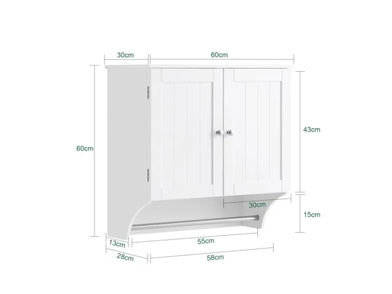 SoBuy Hängeschrank Badezimmerschrank Wandschrank Küchenschrank BZR84-W