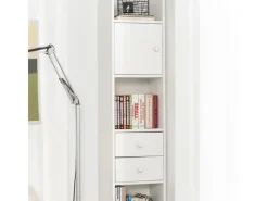 SoBuy Hochschrank mit Schubladen und Türen Holz Weiß STR10-W