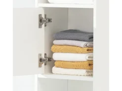 SoBuy Hochschrank mit Schubladen und Türen Holz Weiß STR10-W