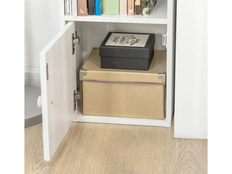 SoBuy Hochschrank mit Schubladen und Türen Holz Weiß STR10-W