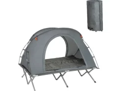 SoBuy 4in1-Zelt mit Campingliege für 2 Personen Metall Oxford-Nylon Grau OGS60-L-HG
