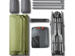 SoBuy 4in1-Zelt mit Campingliege für 2 Personen Metall Oxford-Nylon Grau OGS60-L-HG