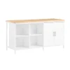 SoBuy Kücheninsel Freistehend Küchenschrank Sideboard Weiß-Natur KNL09-WN