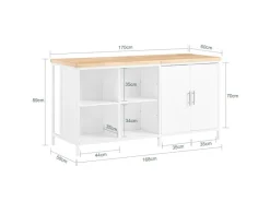 SoBuy Kücheninsel Freistehend Küchenschrank Sideboard Weiß-Natur KNL09-WN
