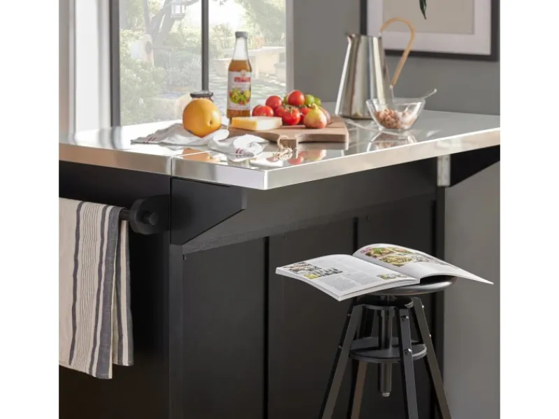 SoBuy Schränke^Kücheninsel Küchenwagen Küchenschrank Servierwagen Schwarz FKW71-SCH