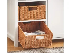 SoBuy Kücheninsel mit 2 Rattankörben Küchenschrank Sideboard Buffet KNL05-W