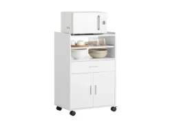 SoBuy Schränke^Küchenschrank Küchenwagen Mikrowellenschrank Servierwagen FSB09-W