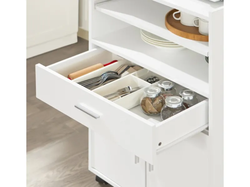 SoBuy Schränke^Küchenschrank Küchenwagen Mikrowellenschrank Servierwagen FSB09-W