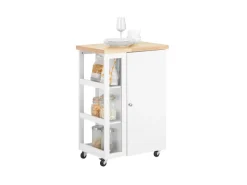 SoBuy Regal Weiß^Küchenwagen Servierwagen mit 3 Ablagefächern Küchenregal 60x90x40cm Weiß FKW75-WN