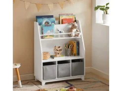 SoBuy Regal Weiß|Bücherregale^Kinder Bücherregal Kinderregal mit Ablagen Aufbewahrungsregal Weiß KMB34-W