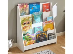 SoBuy Kinder Bücherregal Kinderregal Zeitungsständer mit 4 Ablagen Weiß KMB32-W