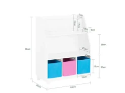 SoBuy Bücherregale^Kinder Bücherregal Kinderregal mit Ablagen Aufbewahrungsregal Weiß KMB34-F