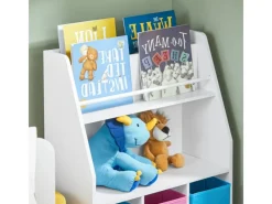 SoBuy Bücherregale^Kinder Bücherregal Kinderregal mit Ablagen Aufbewahrungsregal Weiß KMB34-F