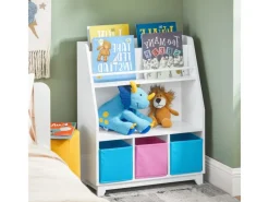 SoBuy Bücherregale^Kinder Bücherregal Kinderregal mit Ablagen Aufbewahrungsregal Weiß KMB34-F