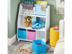 SoBuy Bücherregale^Kinder Bücherregal Kinderregal mit Ablagen Aufbewahrungsregal Weiß KMB34-F